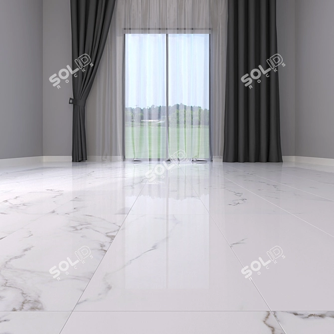 Classic Calacatta White Marble Floor Set 3D model image 2