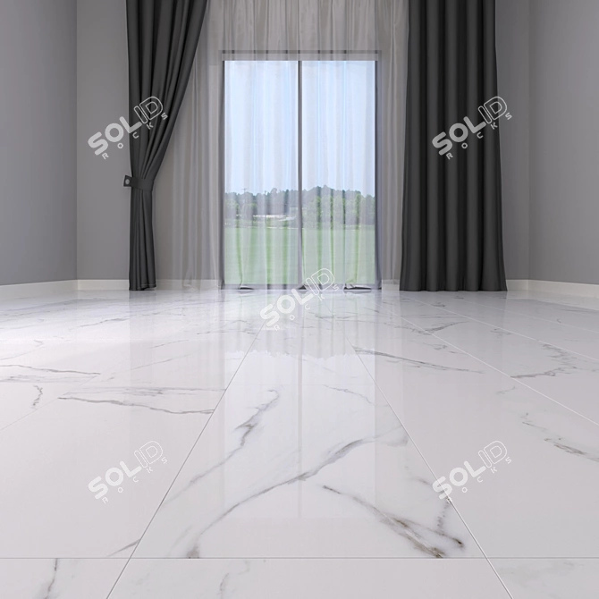 Classic Calacatta White Marble Floor Set 3D model image 2