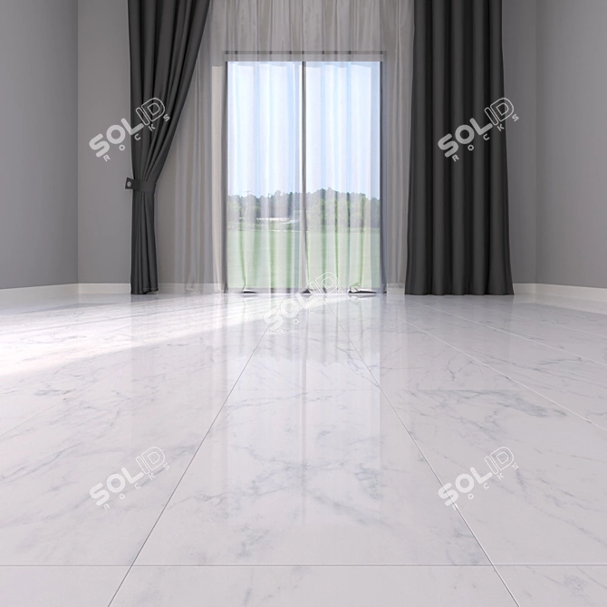 Elegant Carrara White Marble Flooring 3D model image 2