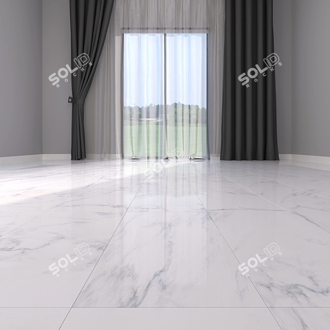 Classic Carrara White Marble Floor Set 3D model image 2