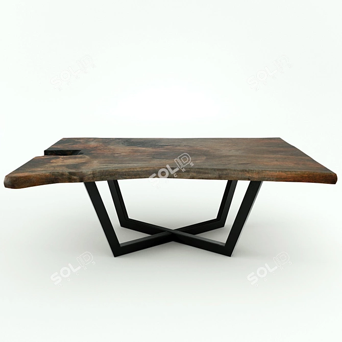 Natural Wood Slab Cutting Table 3D model image 2