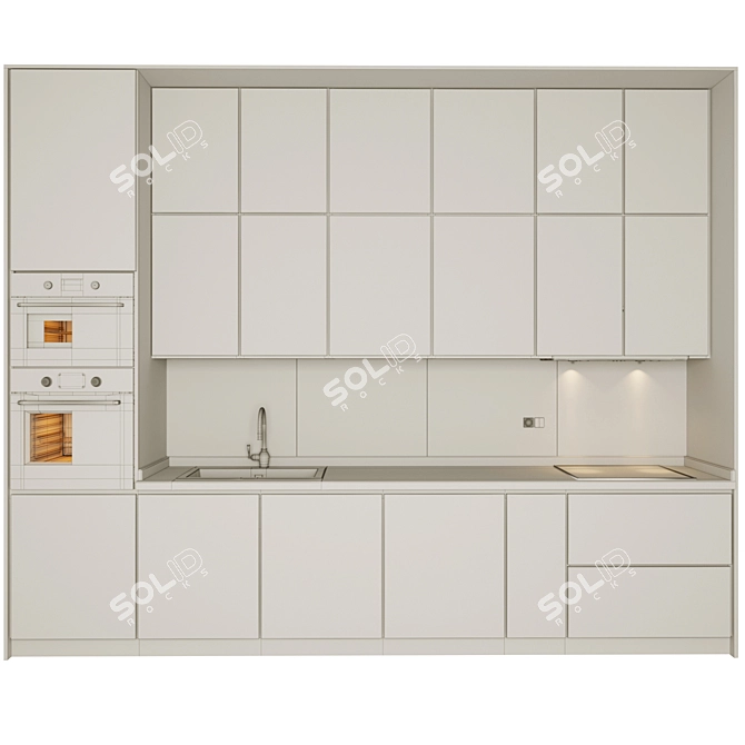 Sleek White Kitchen Set 3D model image 4