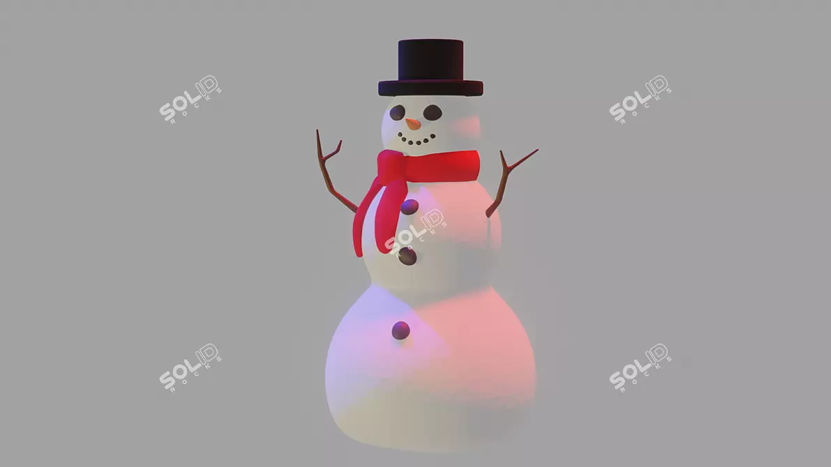 Frosty Snowman Hat & Scarf 3D model image 1