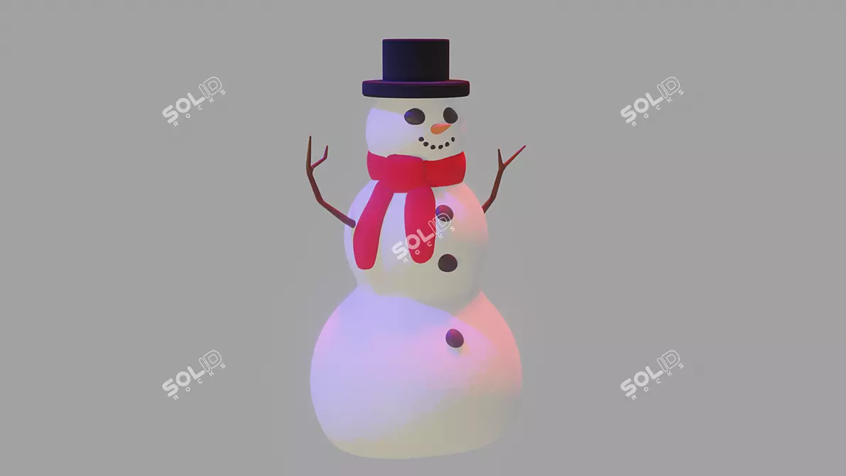Frosty Snowman Hat & Scarf 3D model image 2