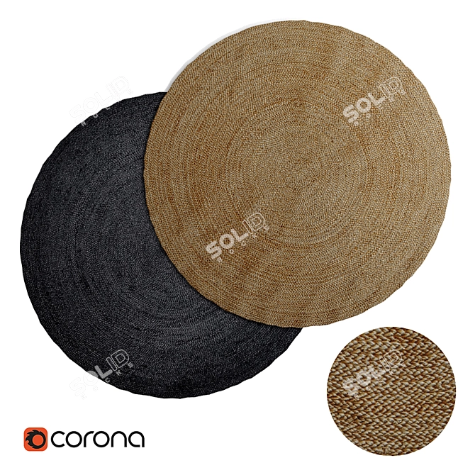 Natural Jute Round Rug 3D model image 1