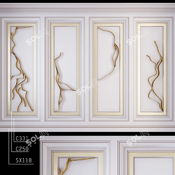 Wave Form Decorative Wall Panel 3D model image 1