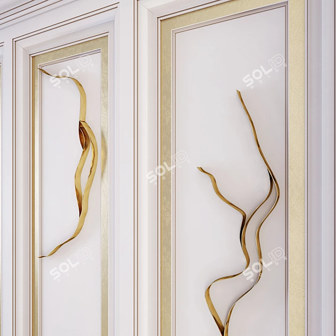 Wave Form Decorative Wall Panel 3D model image 2