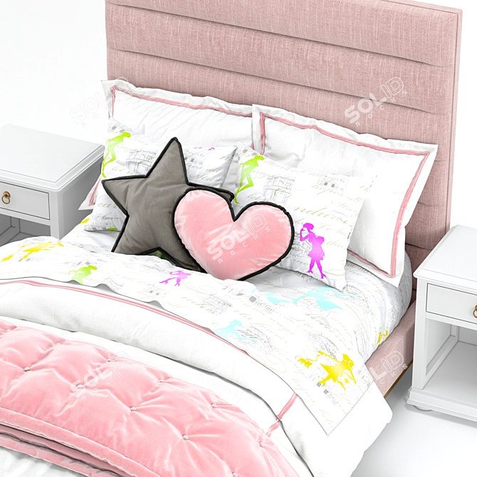 Elegant Pfeiffer Bed for Kids 3D model image 4