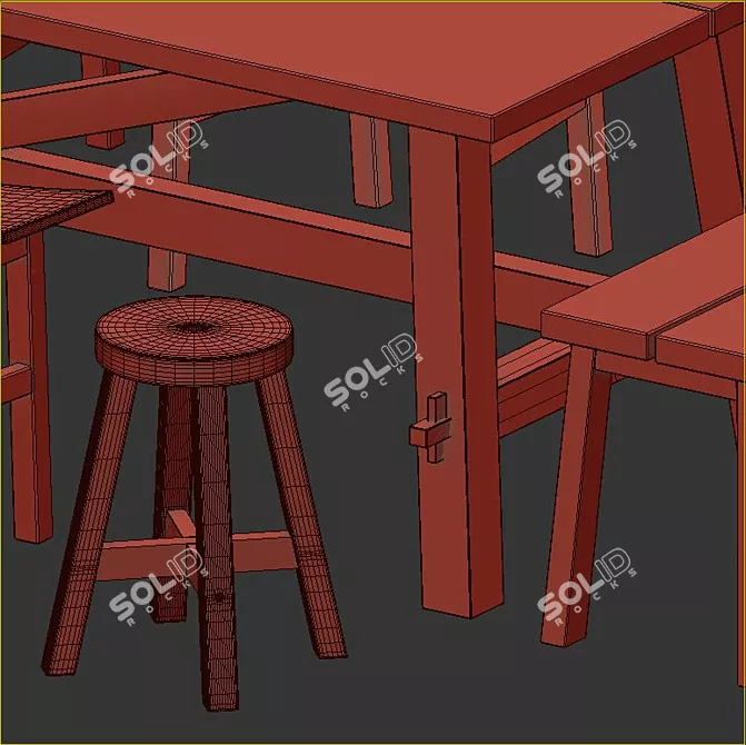 Acacia Dining Set: Table & Chairs 3D model image 5