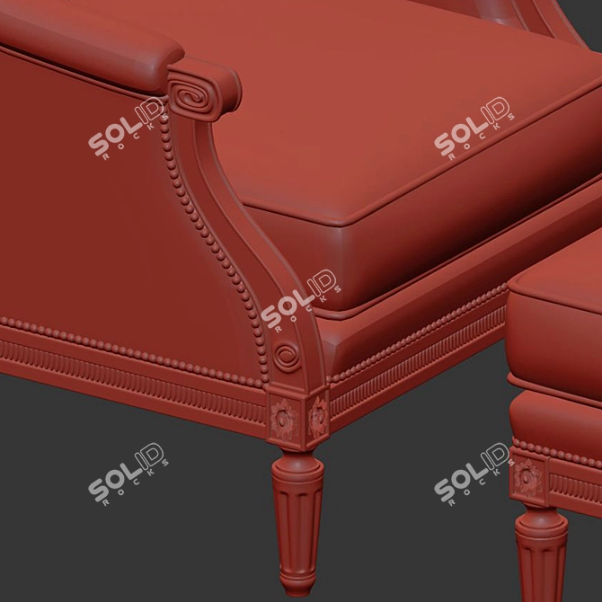 Pozzoli SX 126-127: Sleek Armchair and Stool 3D model image 3