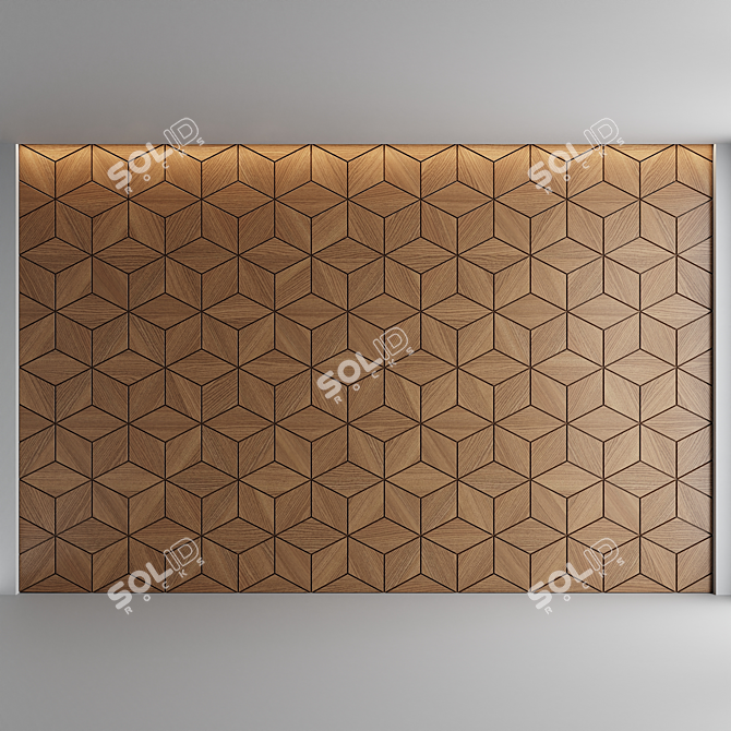 Elegant Wooden 3D Wall Panel 3D model image 1