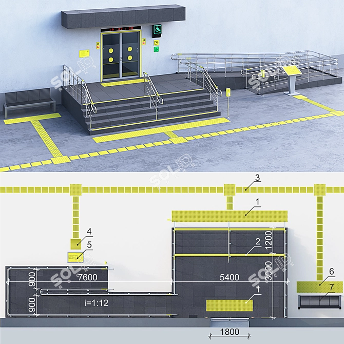 Accessible Building Entrance for Disabled - Part 2 3D model image 1