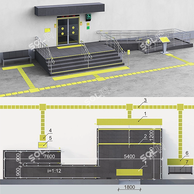 Accessible Building Entrance for Disabled - Part 2 3D model image 6