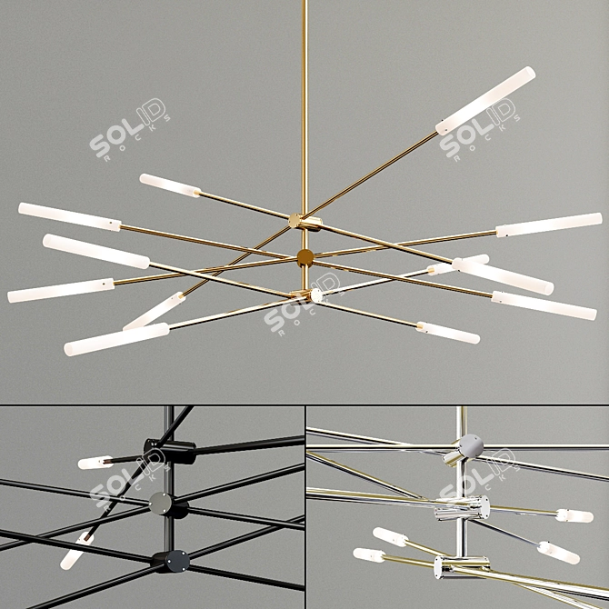 Elegant Flute LED Chandelier 3D model image 1