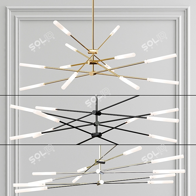 Elegant Flute LED Chandelier 3D model image 3