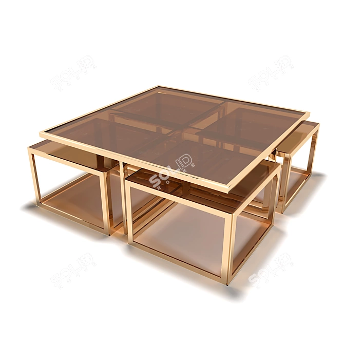 Elegant Smoke Glass Coffee Table 3D model image 1