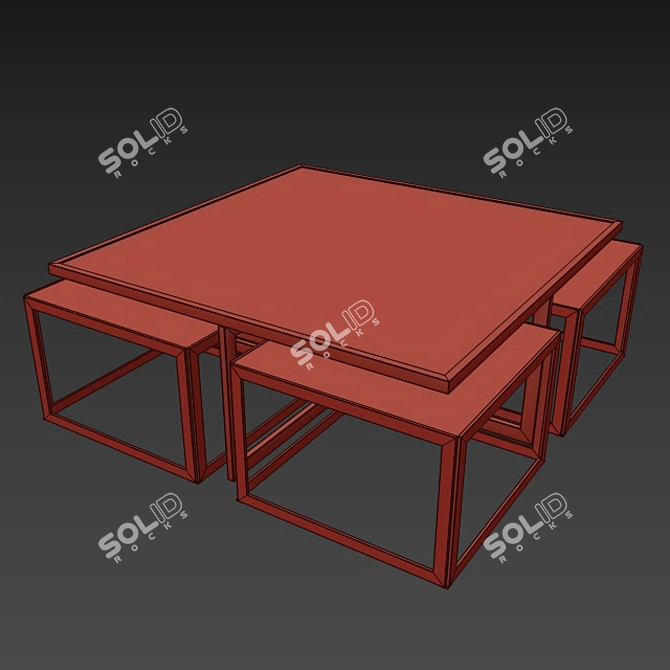Elegant Smoke Glass Coffee Table 3D model image 2