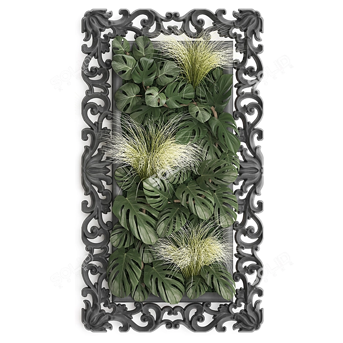 Monstera Vertical Garden in Classic Frame 3D model image 2