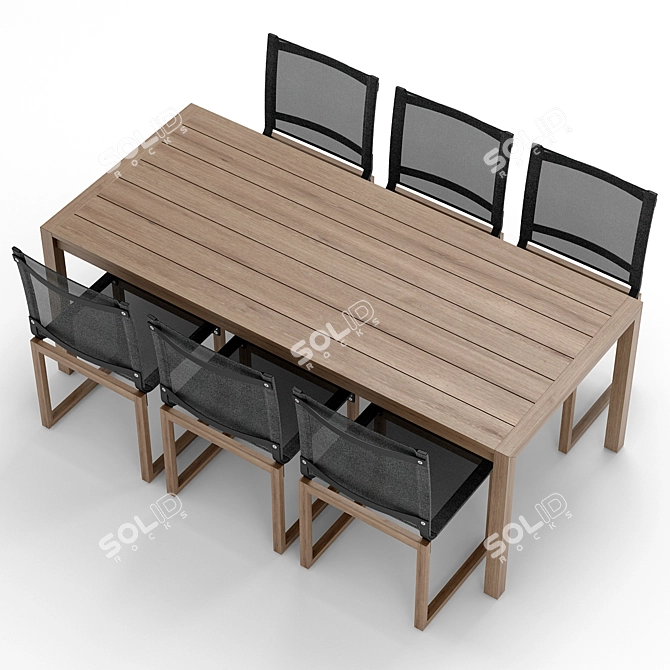 Sleek Aegean Outdoor Dining Set 3D model image 2