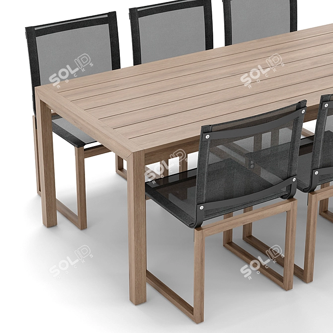 Sleek Aegean Outdoor Dining Set 3D model image 3