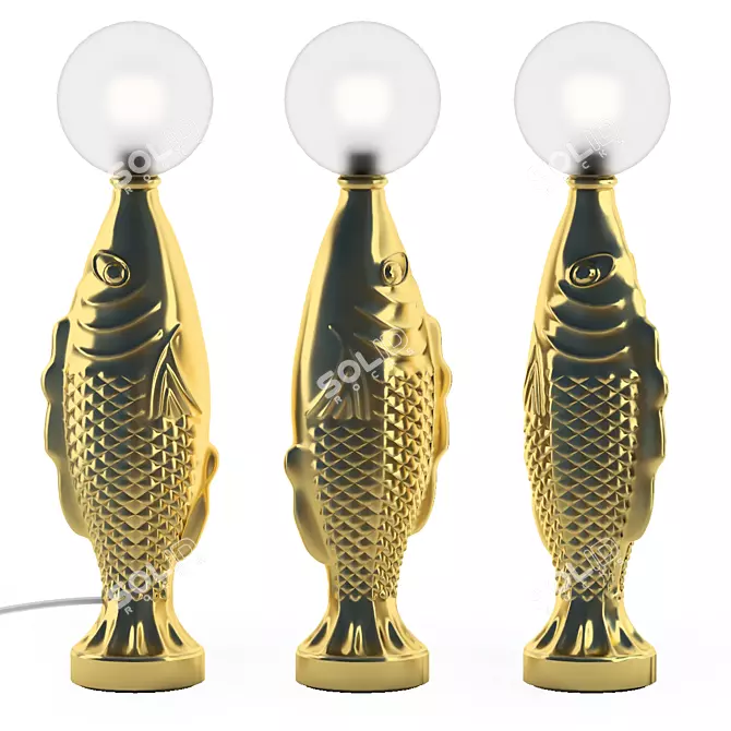 Golden Fin Table Lamp 3D model image 1