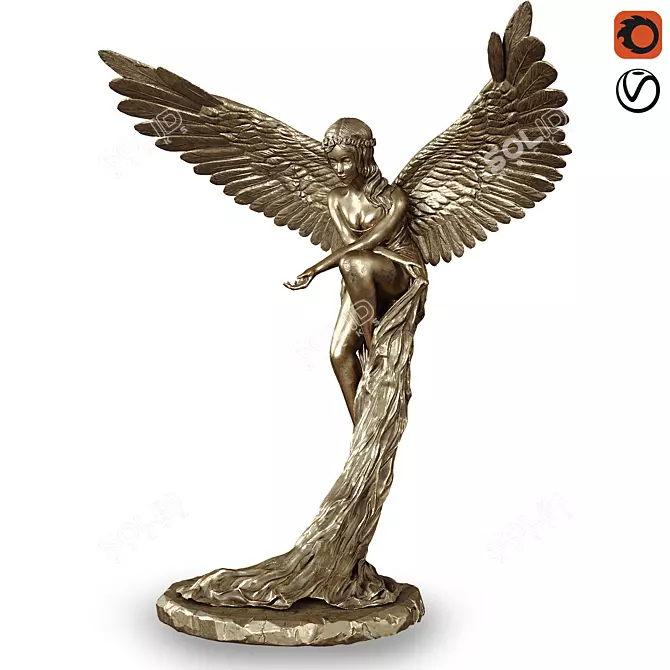 Elegant Angel Statue: Graceful & Timeless 3D model image 1