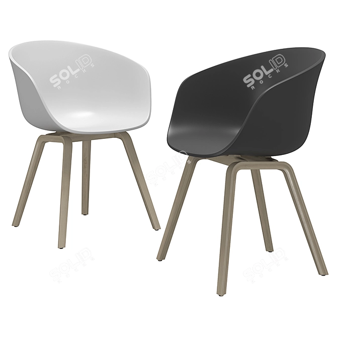 Modern Hay Chair and Muuto Table Set 3D model image 2