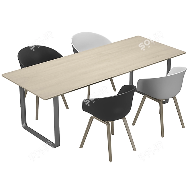 Modern Hay Chair and Muuto Table Set 3D model image 3