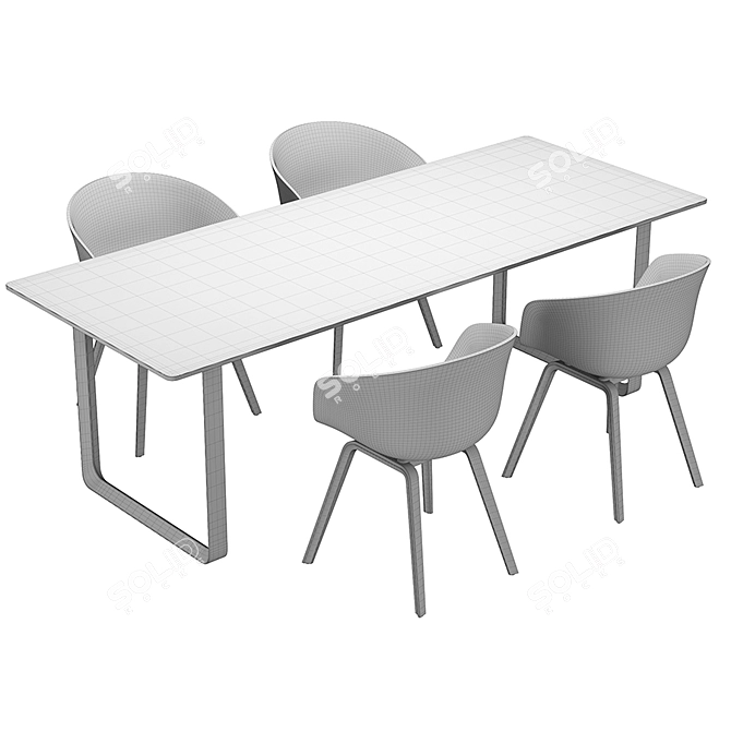 Modern Hay Chair and Muuto Table Set 3D model image 5