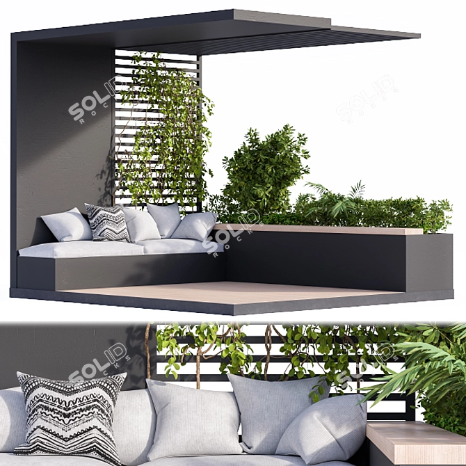 Black Outdoor Furniture Set for Rooftop Gardens & Balconies 3D model image 1