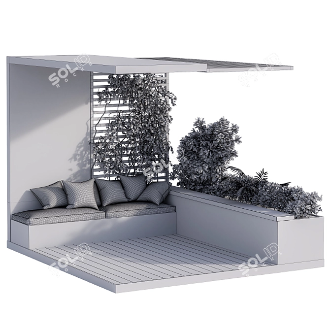Black Outdoor Furniture Set for Rooftop Gardens & Balconies 3D model image 3