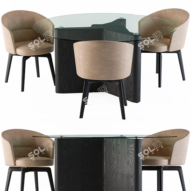 Maximize Comfort with Amele Chair & Glass Lou Table 3D model image 1