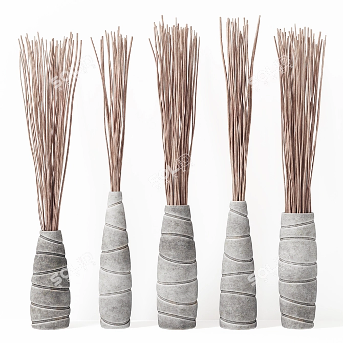 Concrete Branch Vases 3D model image 1