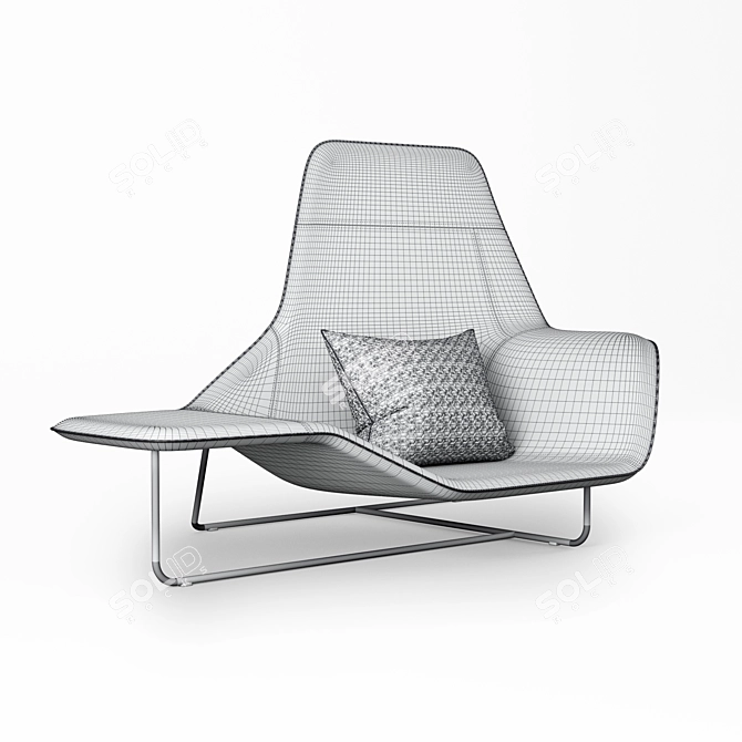 Sleek Steel Lama Lounge Chair 3D model image 4