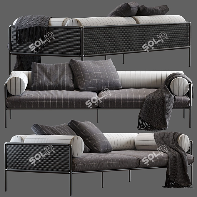 Minimal Steel Frame Agra Sofa 3D model image 1