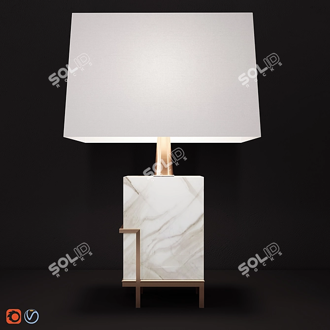 Elegant Marble Brass Lamp 3D model image 1