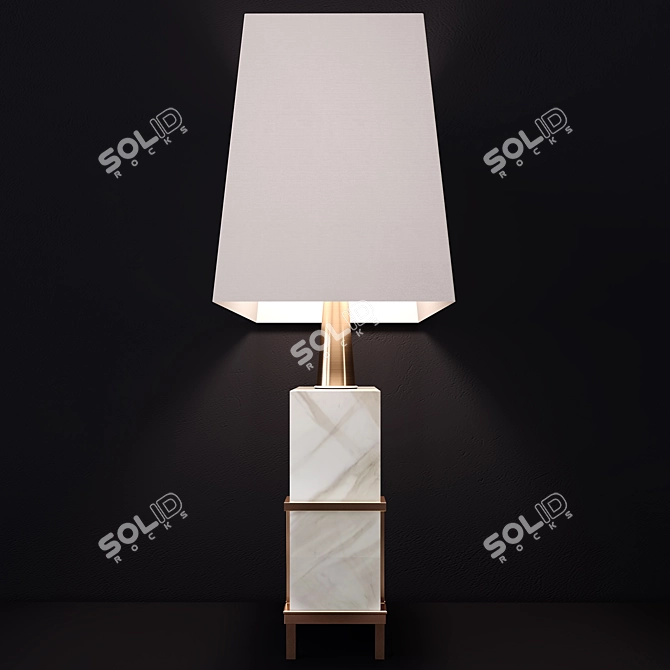 Elegant Marble Brass Lamp 3D model image 2