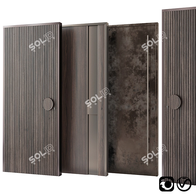 Modern Wooden Entrance Doors 3D model image 1