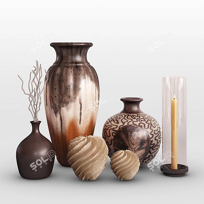 Traditional Vase Decoration Set 3D model image 1