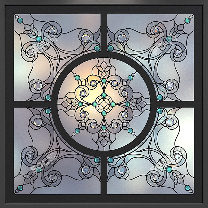 Title: Radiant Stained Glass Panel 3D model image 1