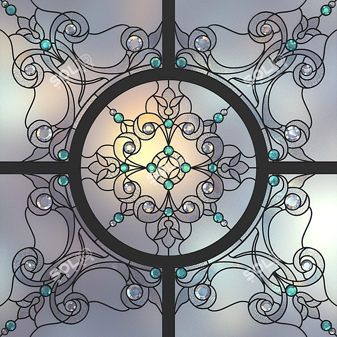 Title: Radiant Stained Glass Panel 3D model image 2