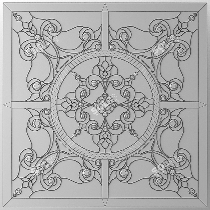 Title: Radiant Stained Glass Panel 3D model image 3