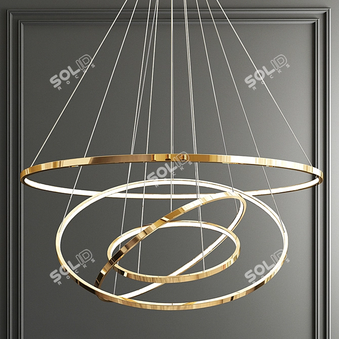 Trend Gold Ring Chandelier - Sleek and Stylish 3D model image 3