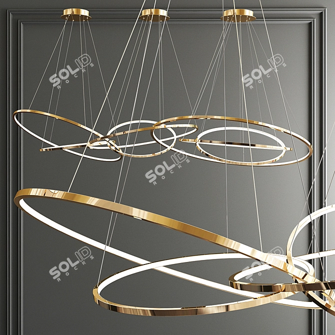 Trend Gold Ring Chandelier - Sleek and Stylish 3D model image 4
