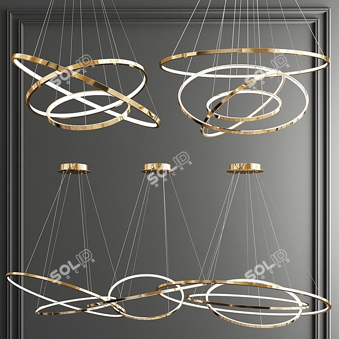 Trend Gold Ring Chandelier - Sleek and Stylish 3D model image 5
