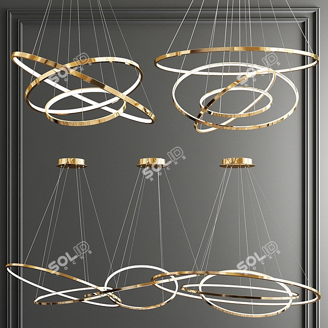 Trend Gold Ring Chandelier - Sleek and Stylish 3D model image 6