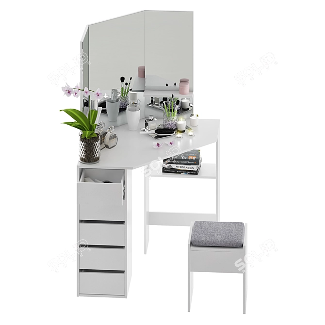  Stylish Corner Makeup Table 3D model image 2