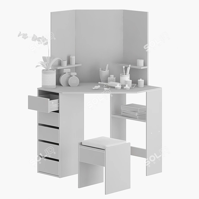  Stylish Corner Makeup Table 3D model image 4