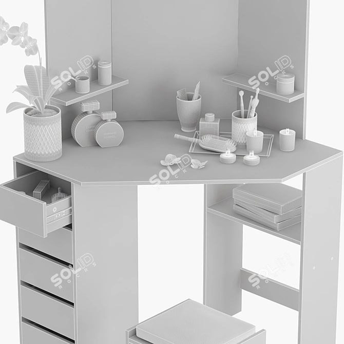  Stylish Corner Makeup Table 3D model image 5