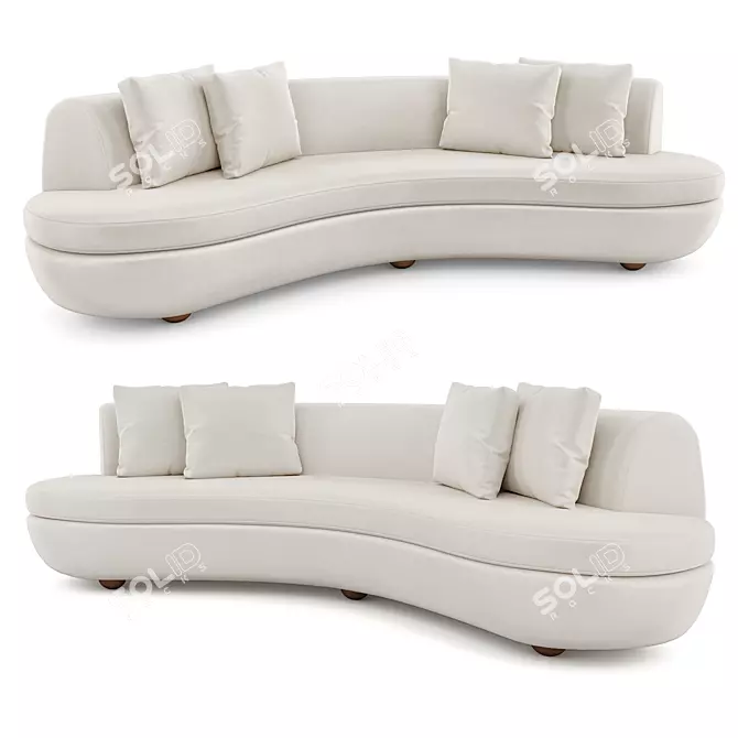 Decca Oak Sofa: Customizable Luxury 3D model image 1